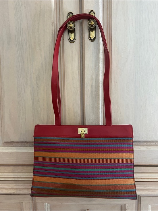 Lambertson Truex Handbags - Vintage Lambertson Truex Red Striped Shoulder Bag